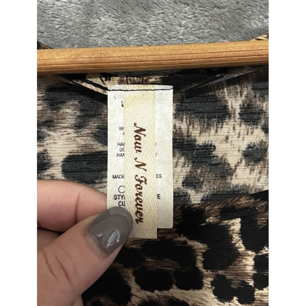 Y2K Style Animal Print Crushed Velvet Large Shirt Long Sleeve USA VTG - Picture 5 of 5